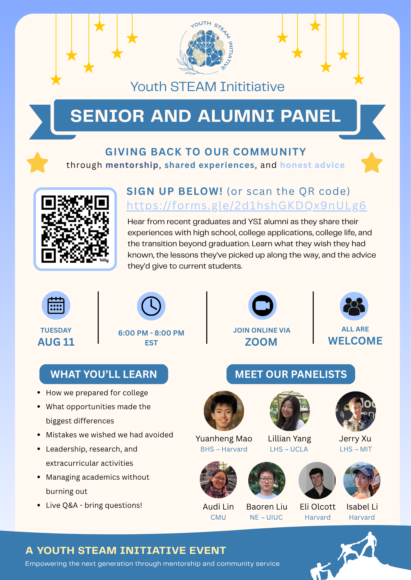 Senior and Alumni Advice Panel Flyer