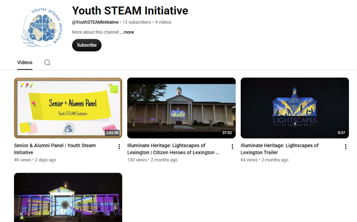 Youth STEAM Initiative Youtube