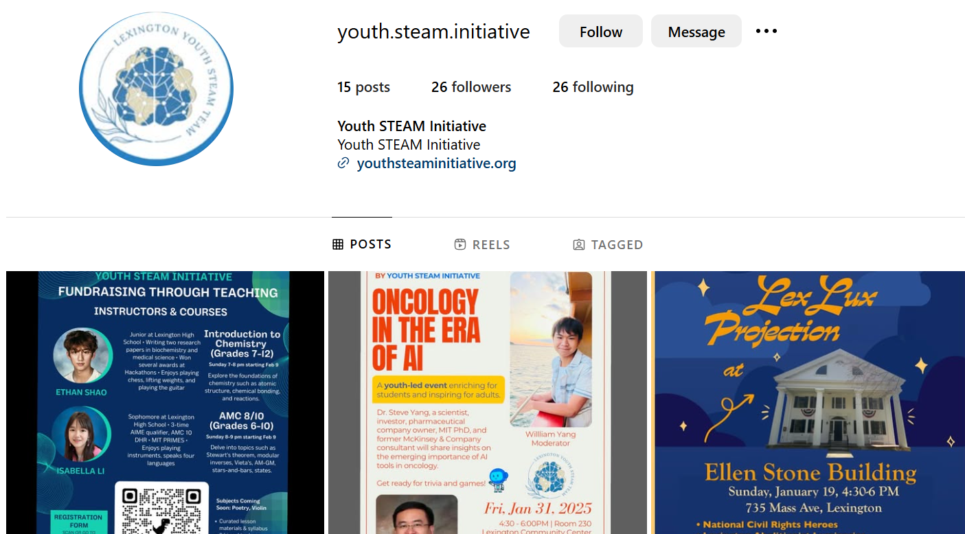 Youth STEAM Initiative Instagram